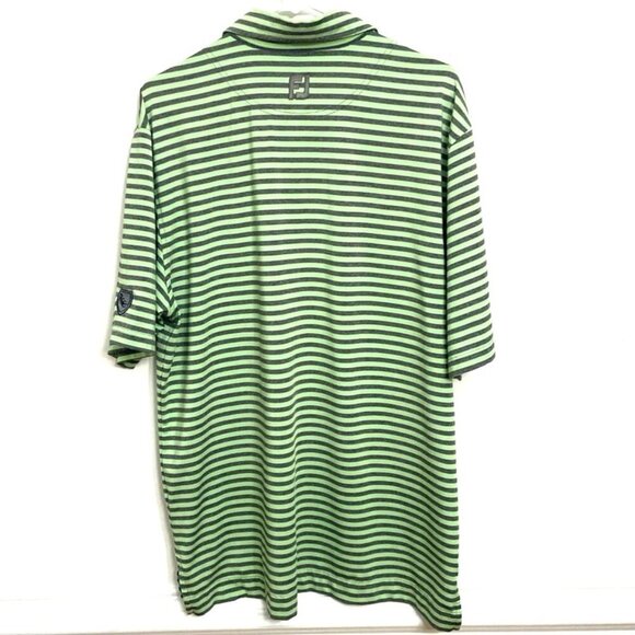 FootJoy Men’s Golf Polo S/S Shirt Men's Sz L Green & Gray Striped RCC on sleeve - Picture 2 of 5